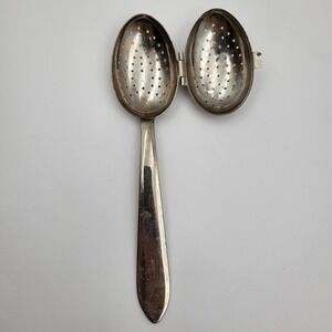 Vintage Germany Silver Tone Metal Hinged Tea Infuser Spoon Loose Leaf Steeper